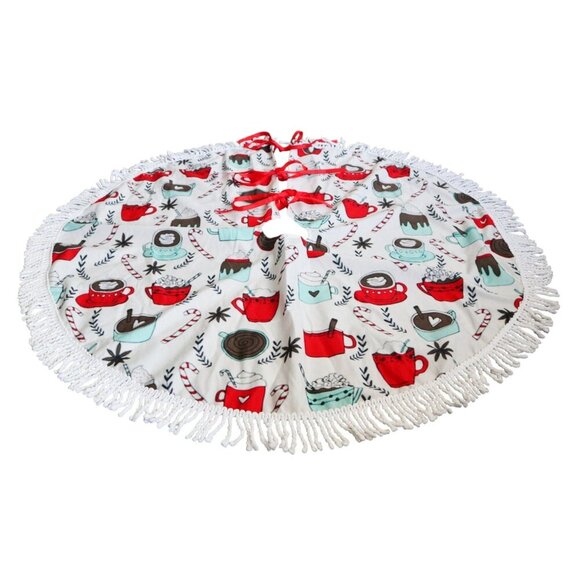 Hot Cocoa Christmas Christmas Tree Skirt Xmas Tree Holiday Decorations - Picture 3 of 4